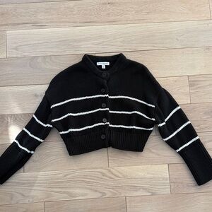 Banana Republic Black and White Striped Cardigan